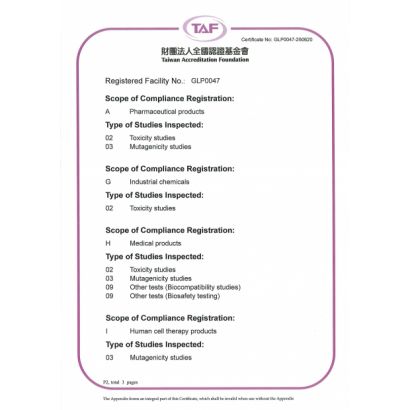 OECD GLP Certificate _TAF_ — Toxicology and Preclinical Testing Center Good Laboratory Practice _ Pa