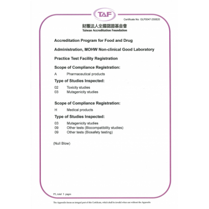 OECD GLP Certificate _TAF_ — Toxicology and Preclinical Testing Center Good Laboratory Practice _ Pa